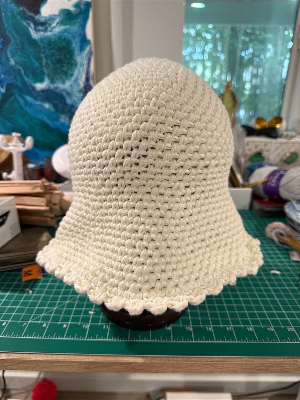 Free People Ivory Crochet Bucket Hat